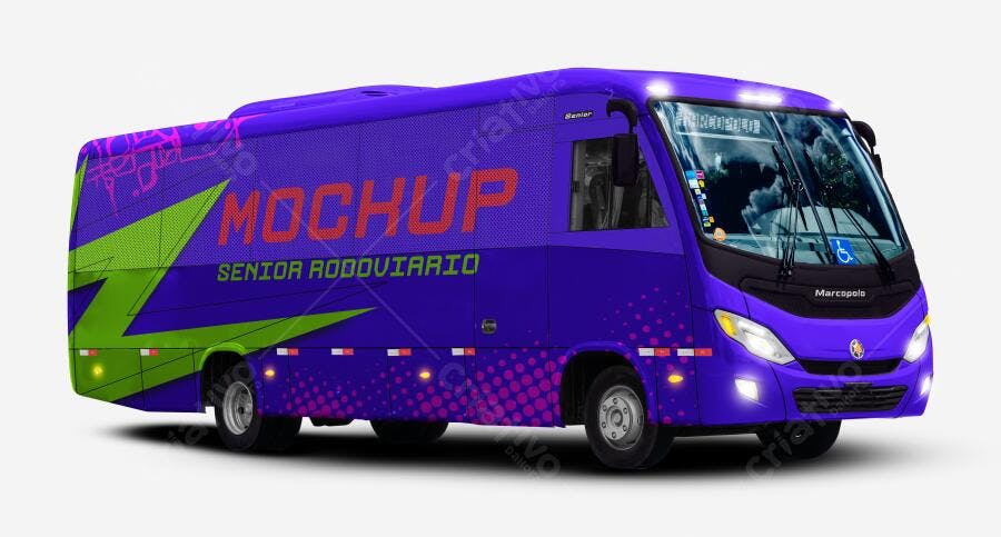 Mockup Ônibus Rodoviário com Design Moderno