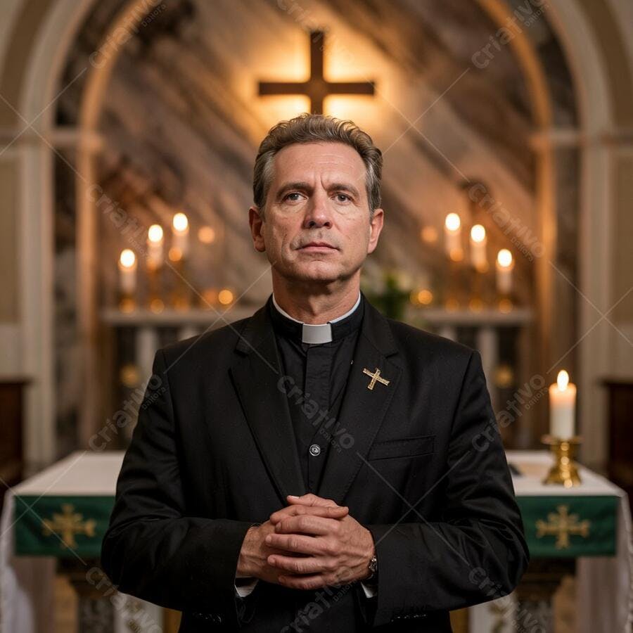 Padre em Igreja com Velas