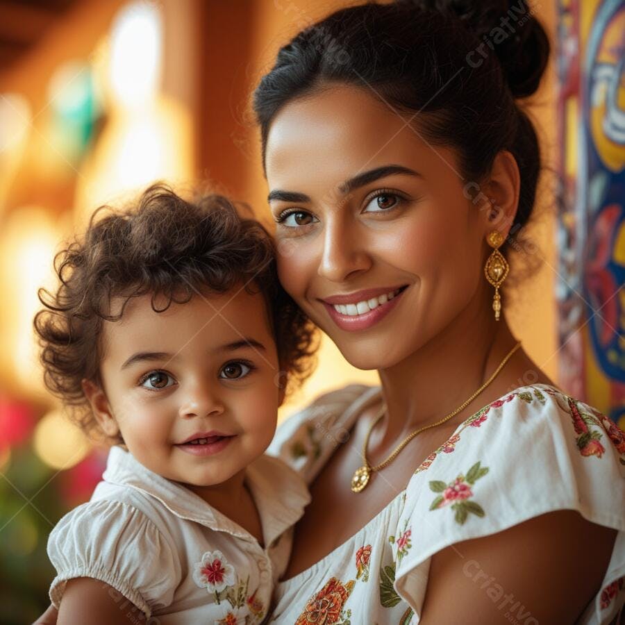 Mãe e filha sorrindo juntas retrato próximo