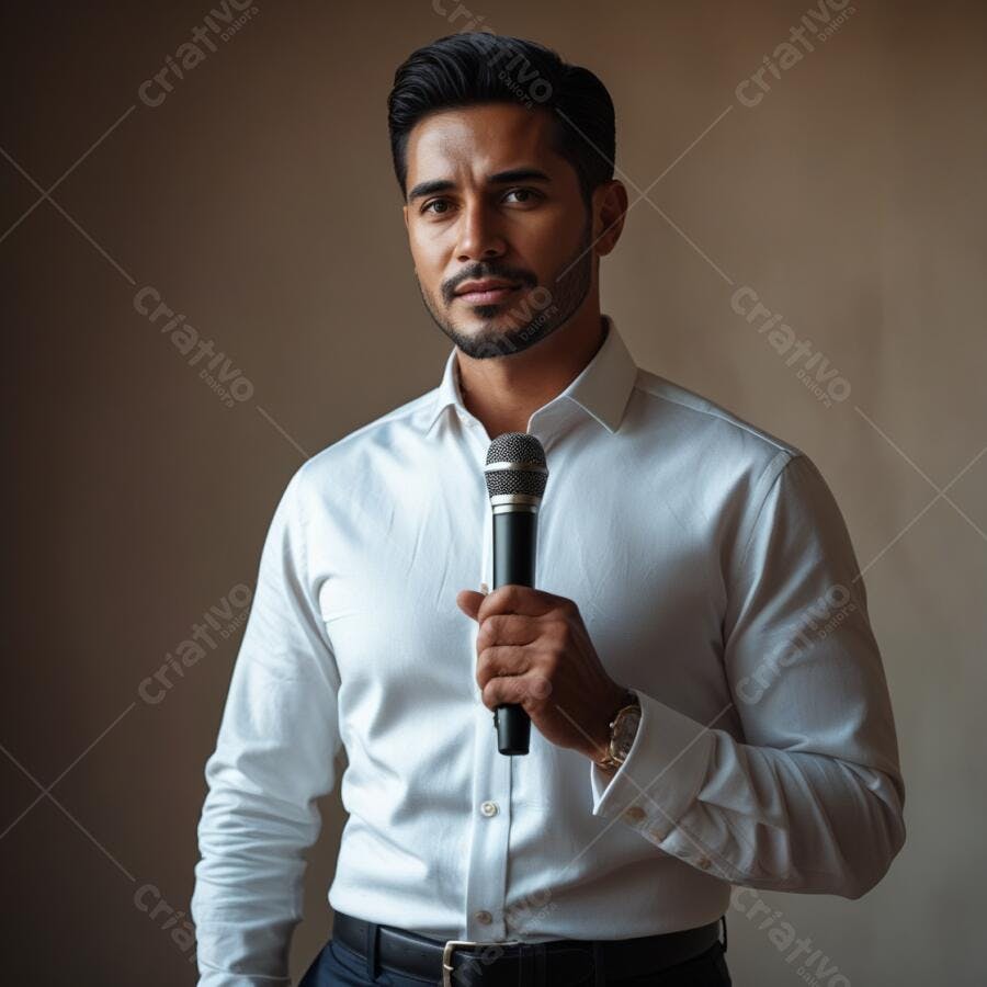 Homem com microfone em evento