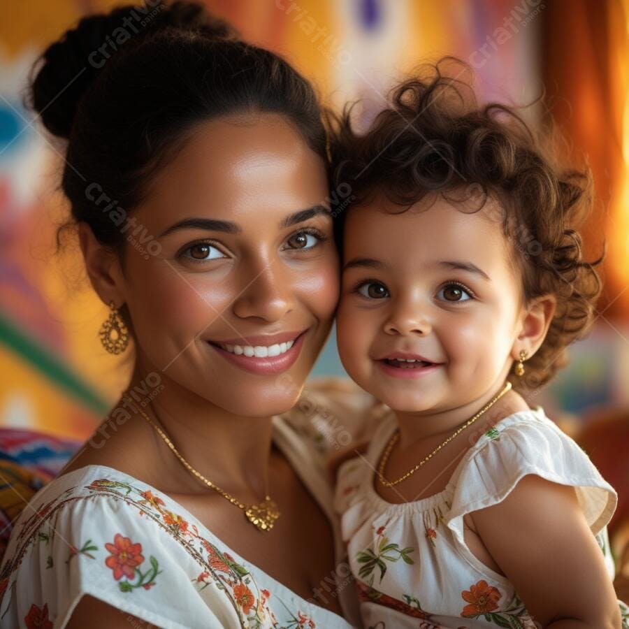 Mãe e filha sorrindo juntas retrato próximo
