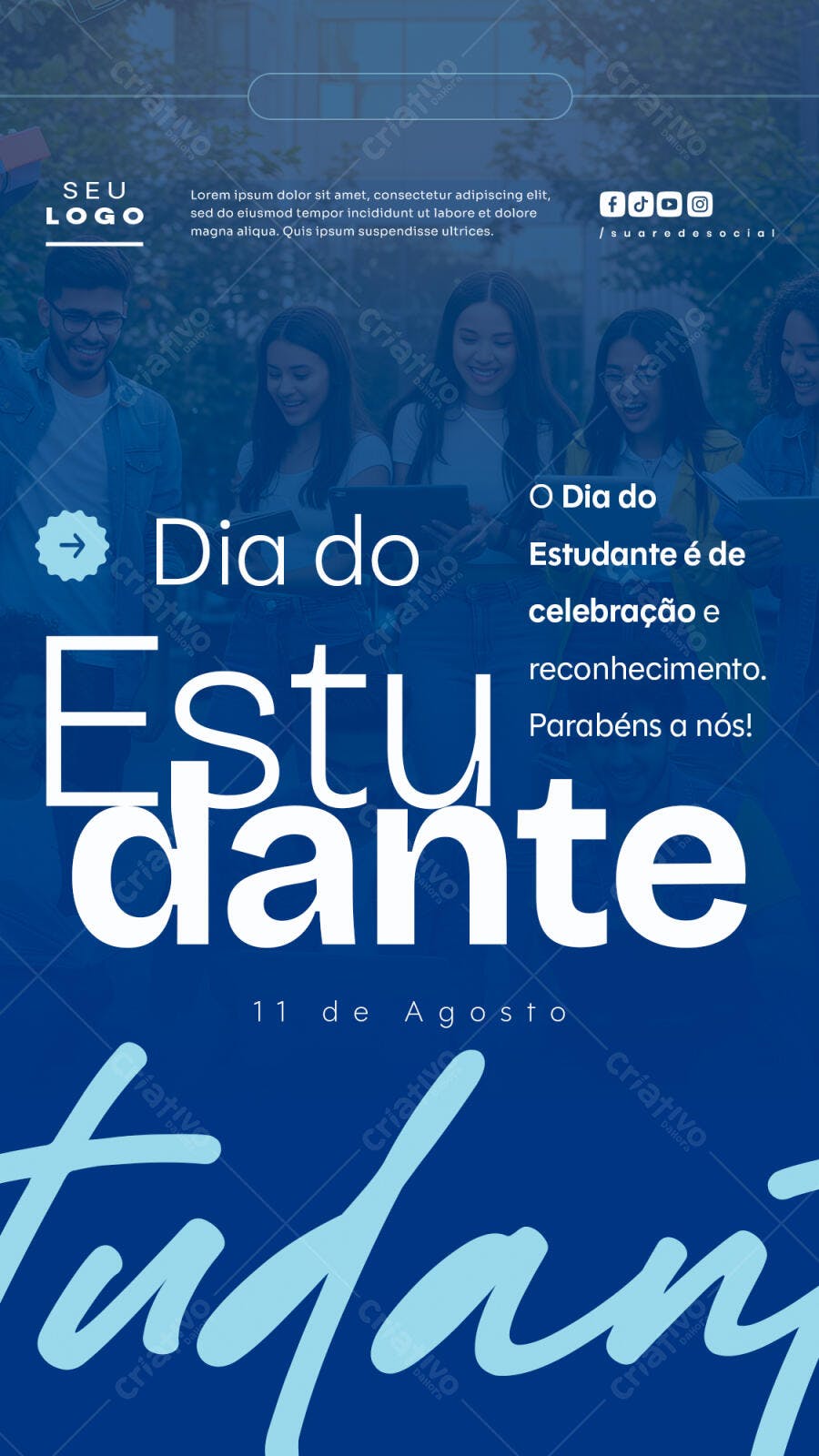 Flyer Dia do Estudante 11 de Agosto PSD Editável