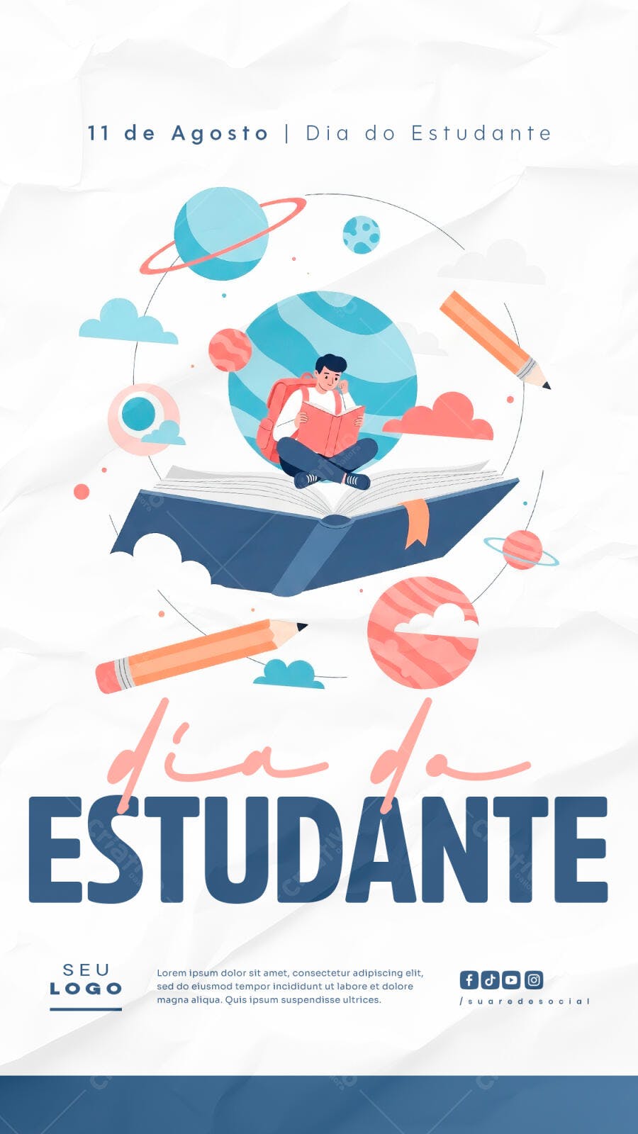 Flyer Dia do Estudante 11 de Agosto PSD Editável