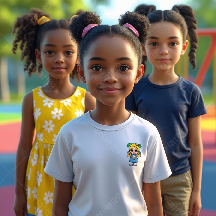 Três meninas negras sorrindo em parque
