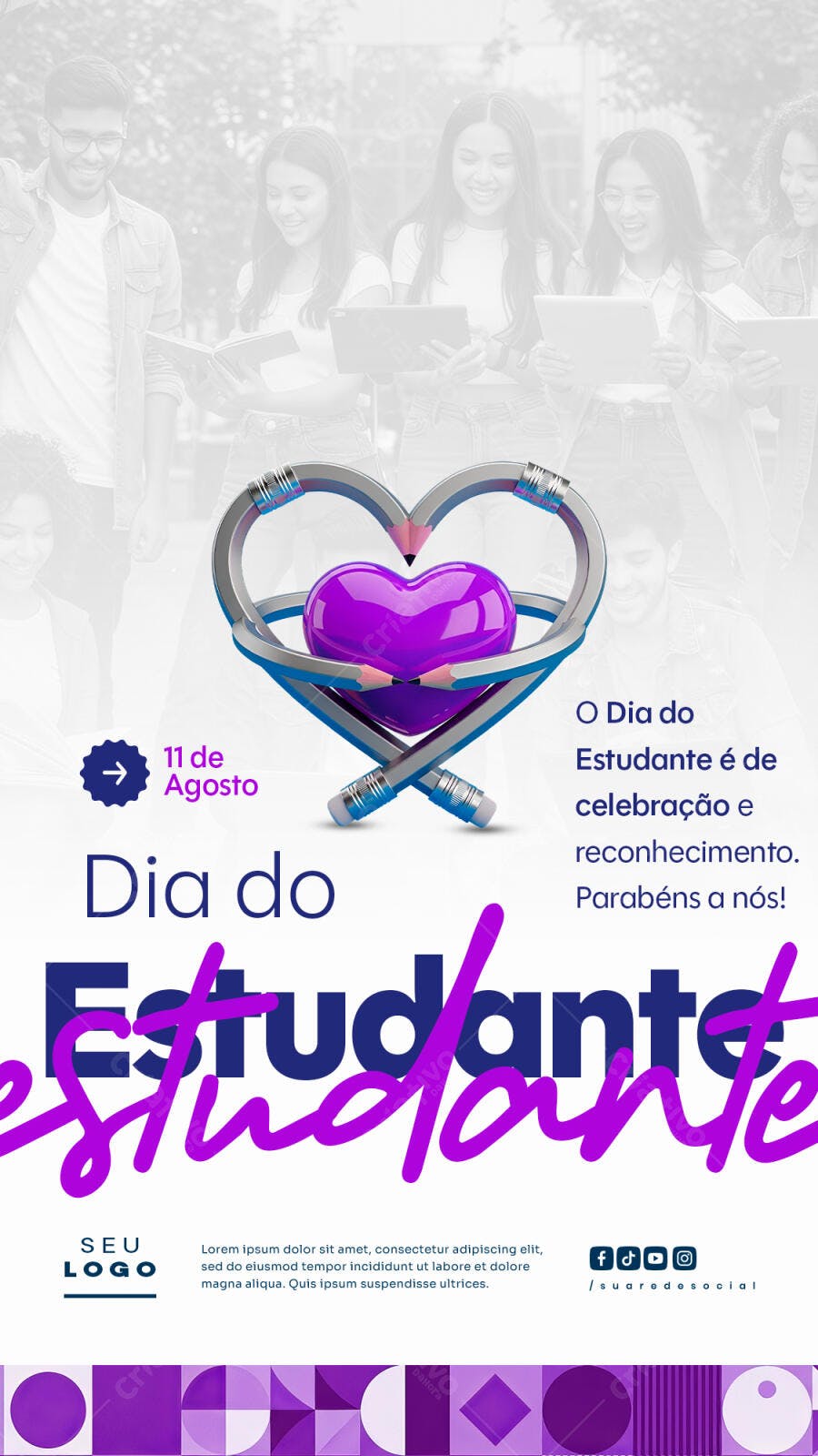 Flyer Dia do Estudante 11 de Agosto PSD Editável