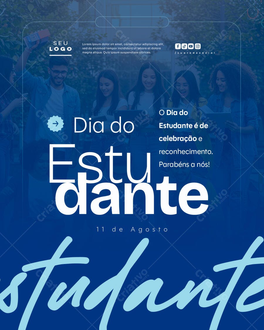 Flyer Dia do Estudante 11 de Agosto PSD Editável