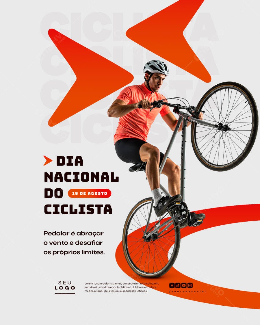 Flyer Dia Nacional do Ciclista 19 de Agosto PSD Editável