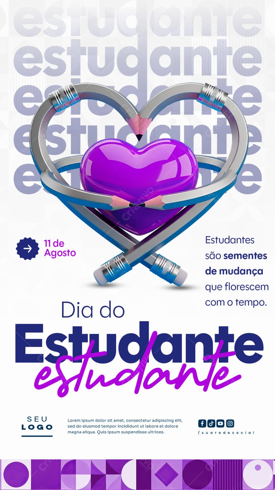 Flyer Dia do Estudante 11 de Agosto PSD Editável
