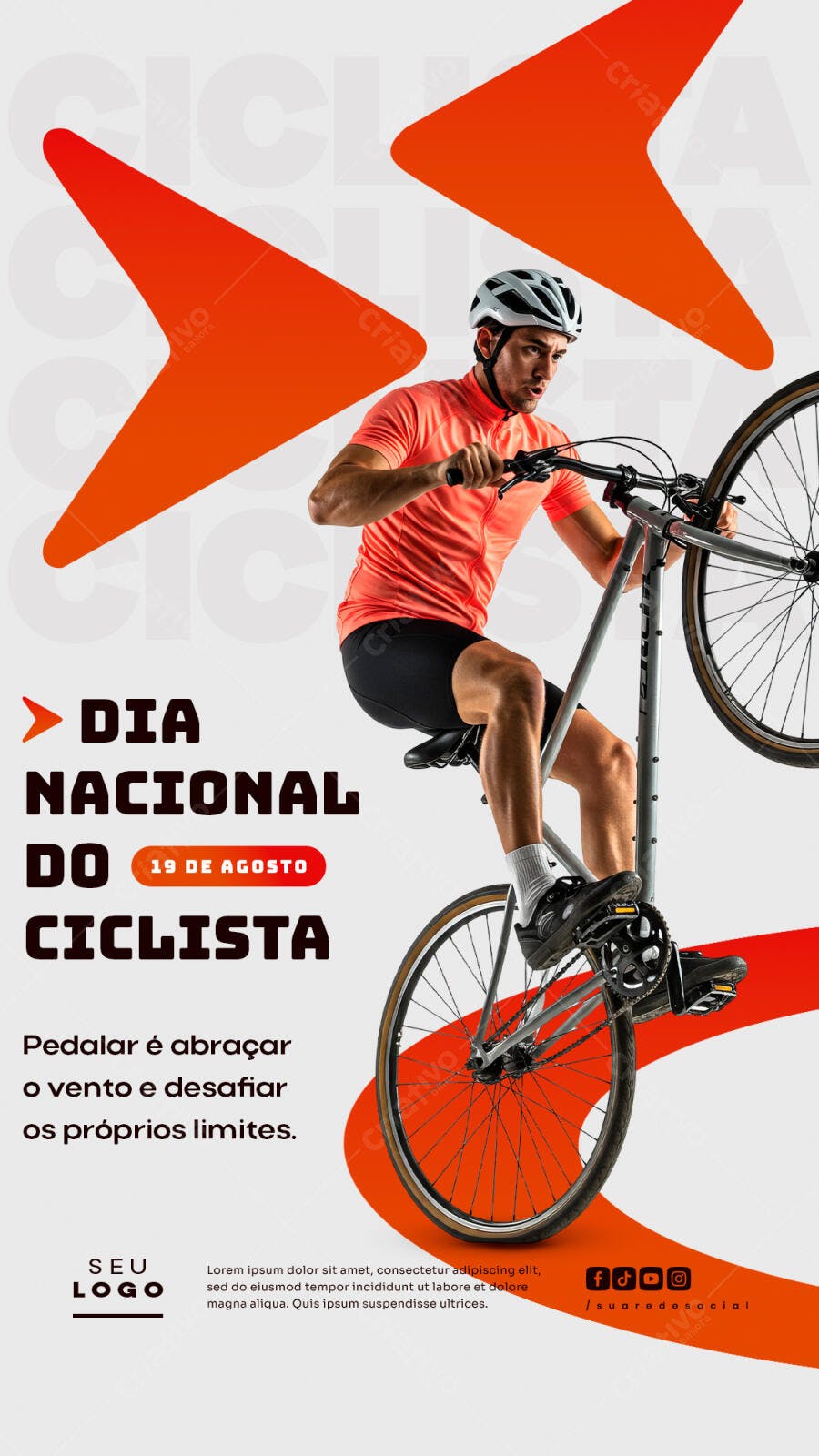 Flyer Dia Nacional do Ciclista 19 de Agosto PSD Editável