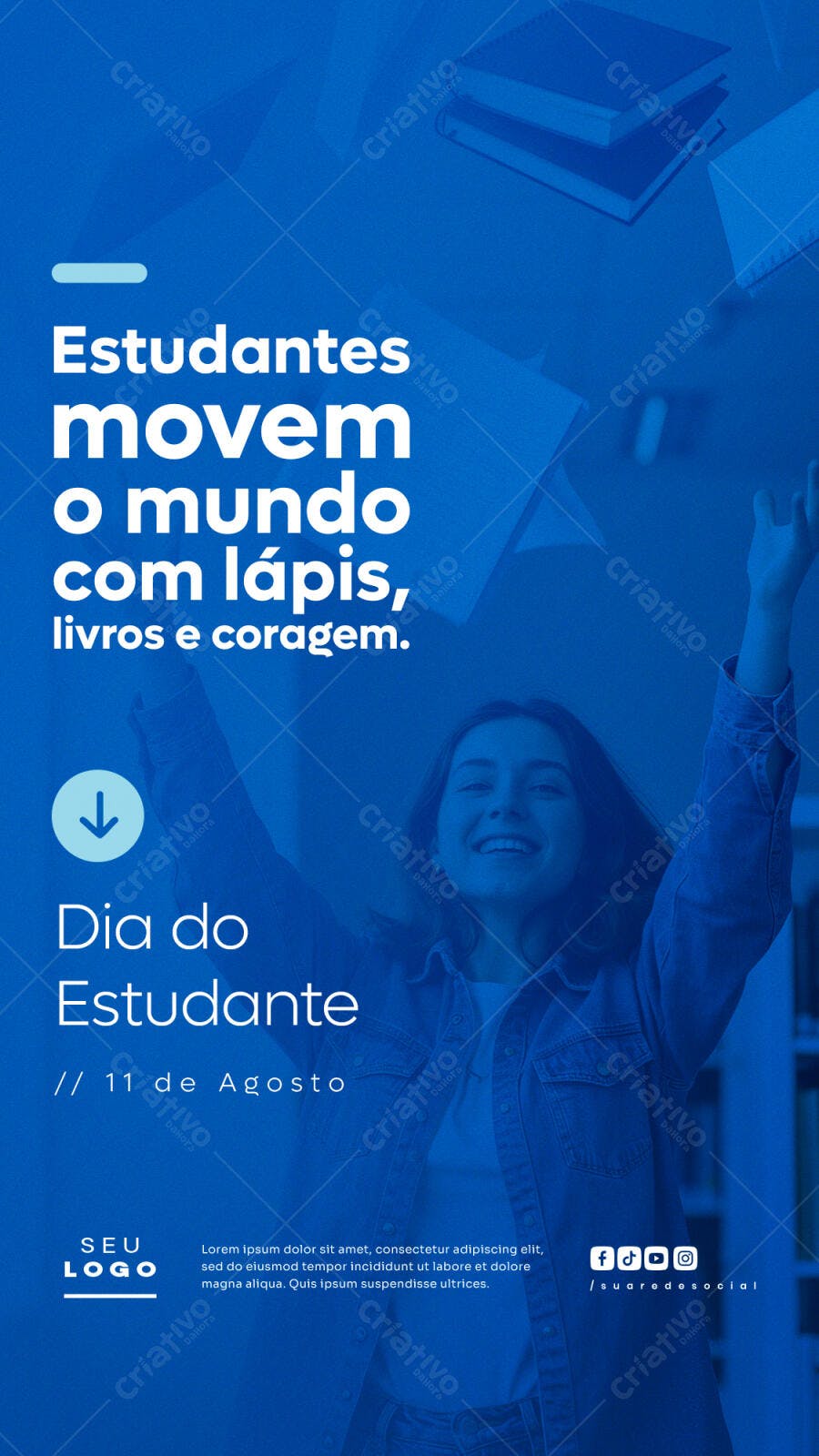 Flyer Dia do Estudante 11 de Agosto PSD Editável