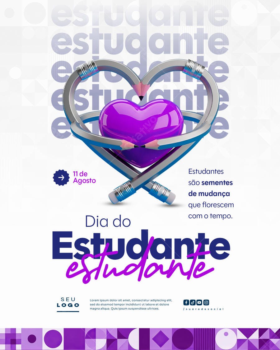 Flyer Dia do Estudante 11 de Agosto PSD Editável