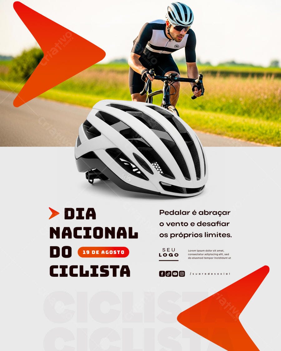 Flyer Dia Nacional do Ciclista 19 de Agosto PSD Editável