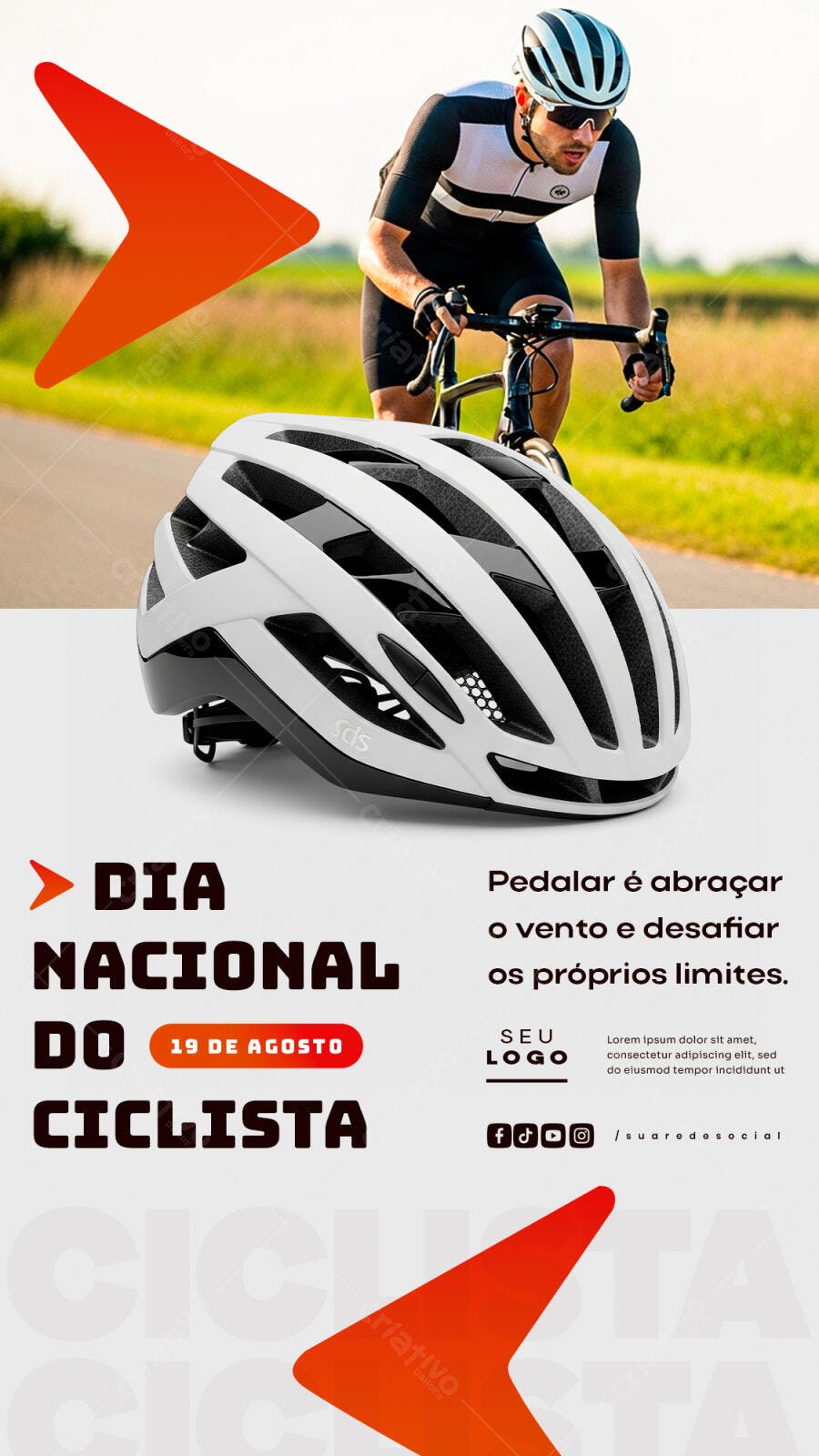 Flyer Dia Nacional do Ciclista 19 de Agosto PSD Editável