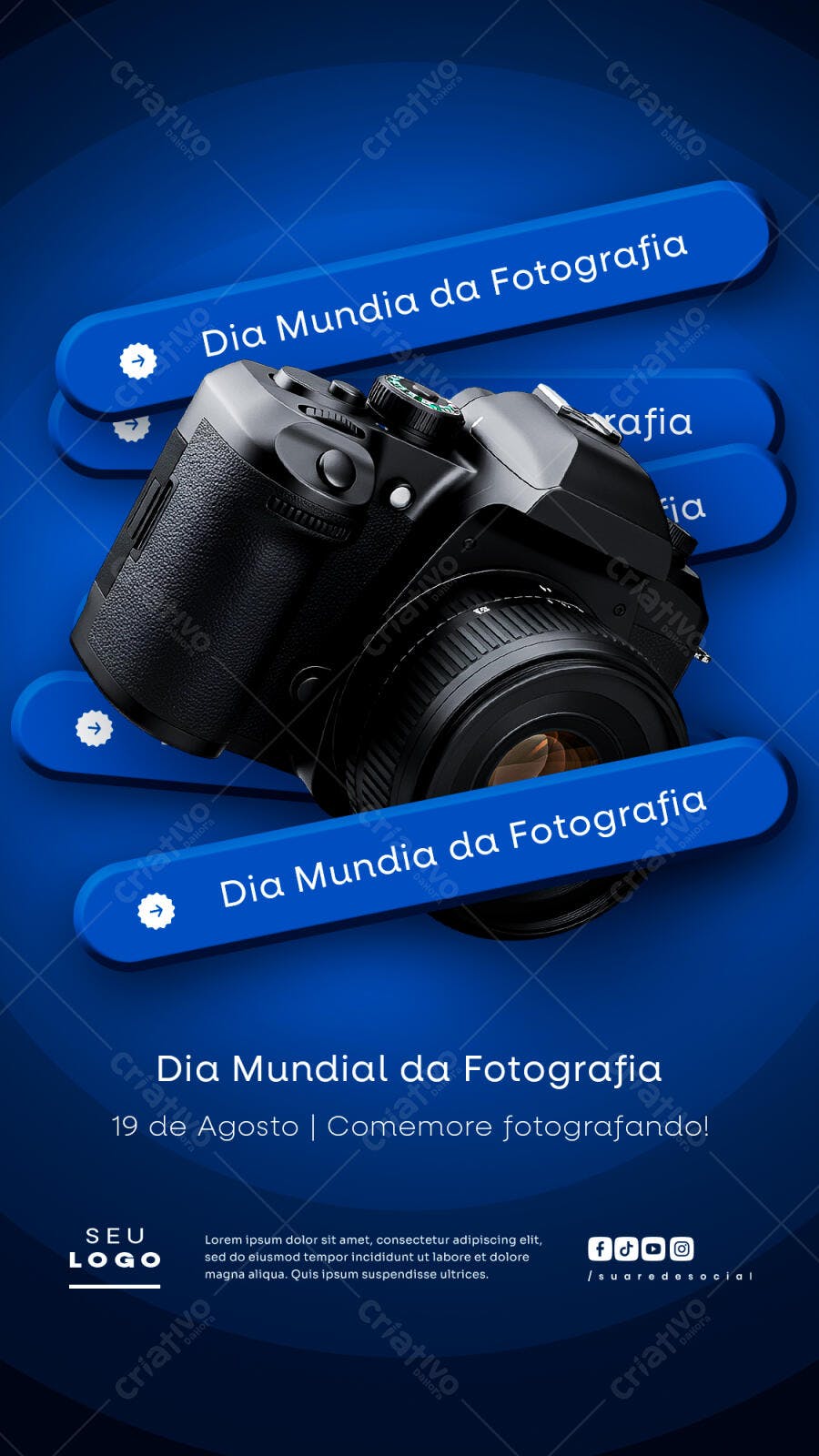 Flyer Dia Mundial da Fotografia 19 de Agosto PSD Editável