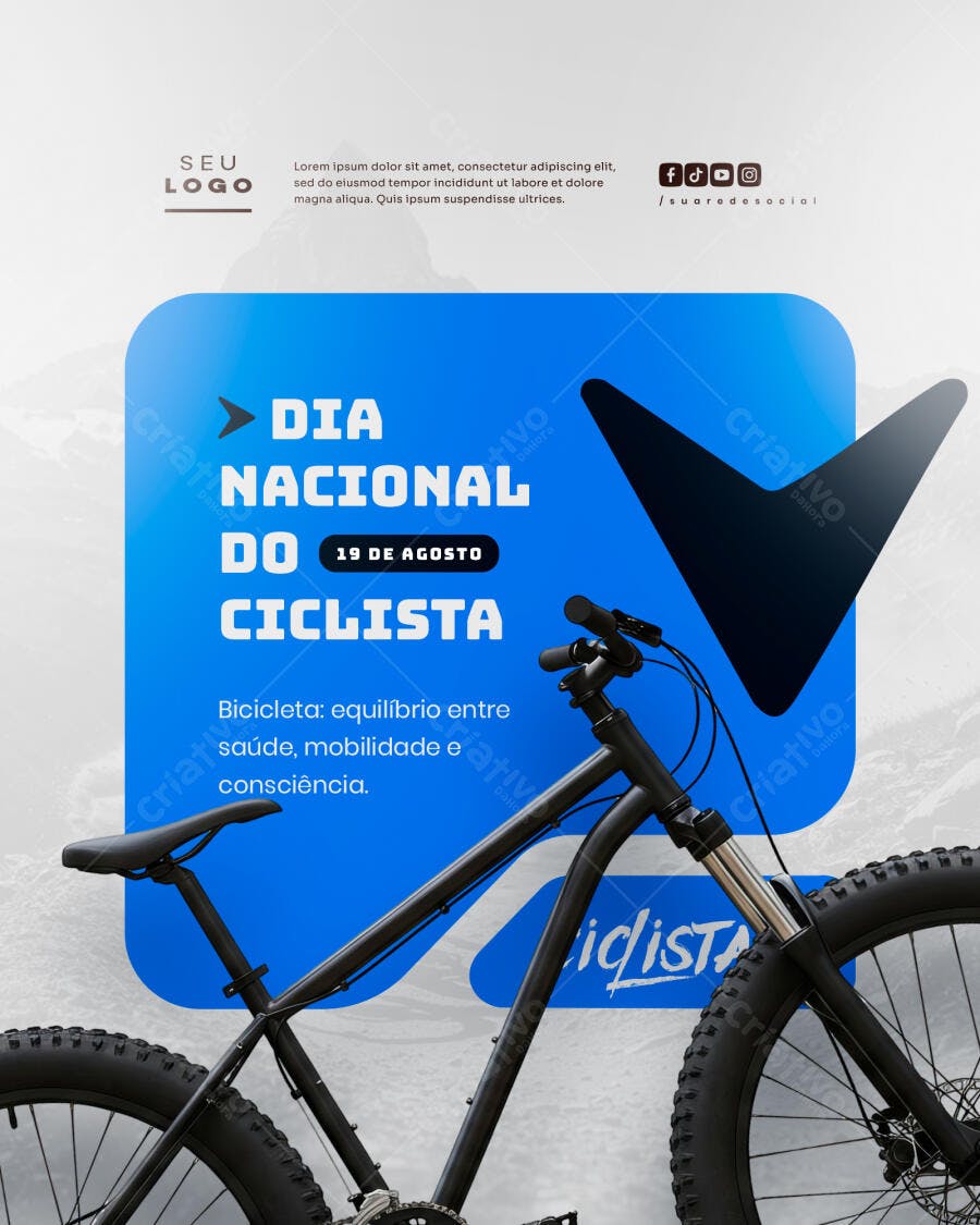 Flyer Dia Nacional do Ciclista 19 de Agosto PSD Editável