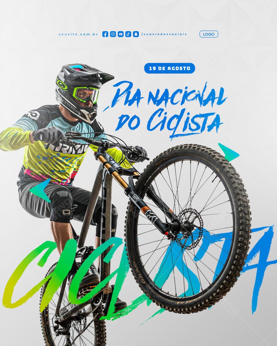 Flyer Dia Nacional do Ciclista 19 de Agosto PSD Editável