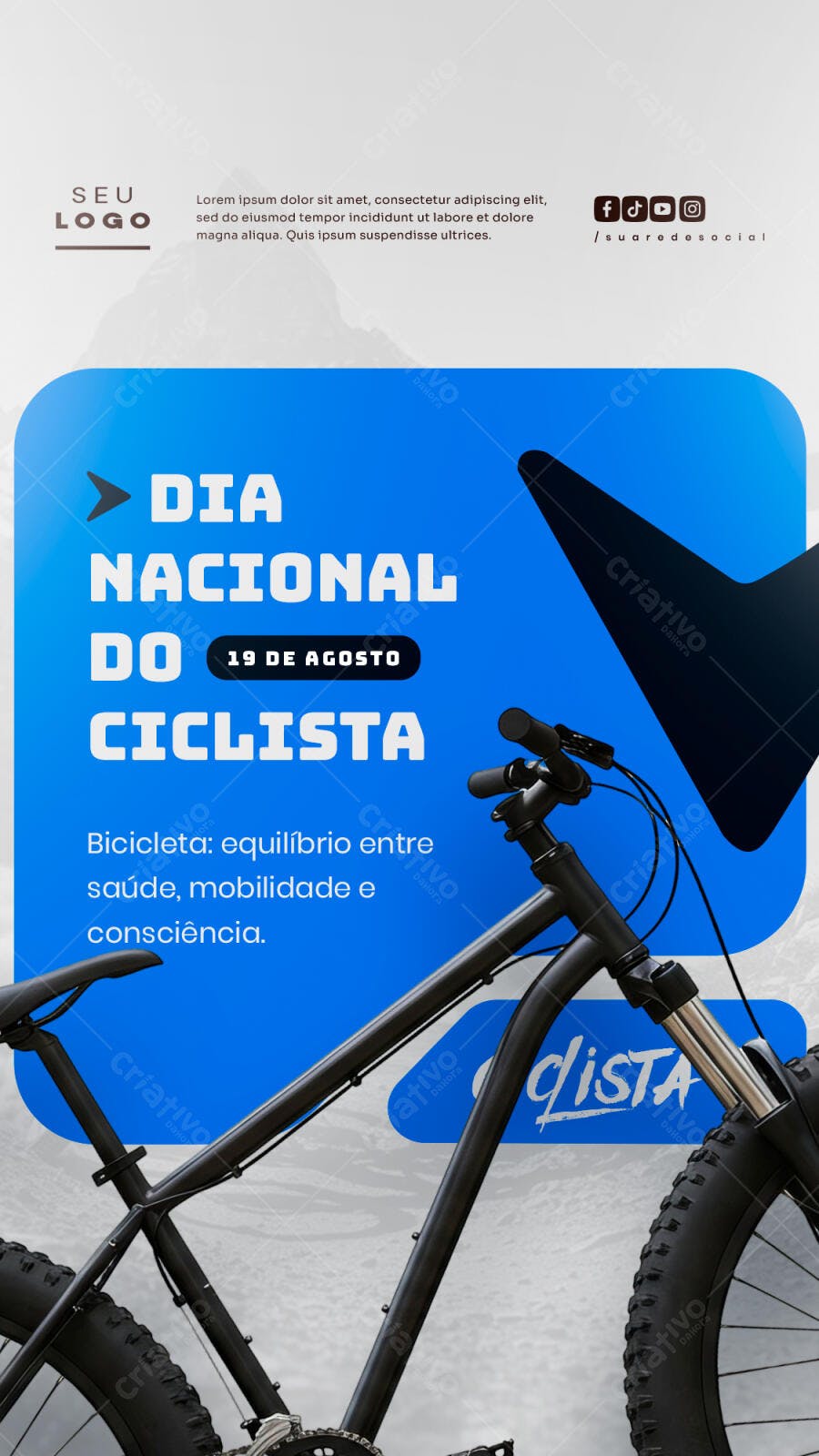 Flyer Dia Nacional do Ciclista 19 de Agosto PSD Editável