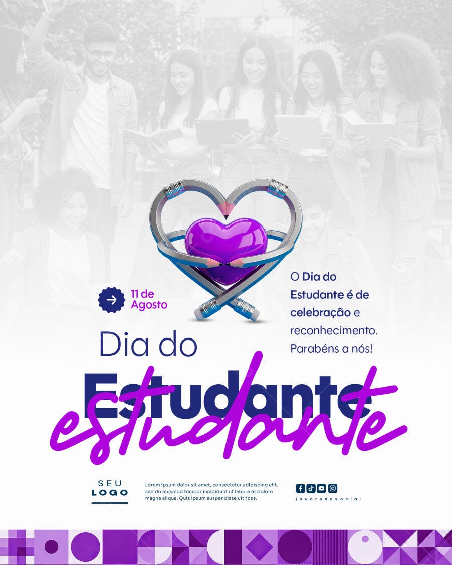 Flyer Dia do Estudante 11 de Agosto PSD Editável