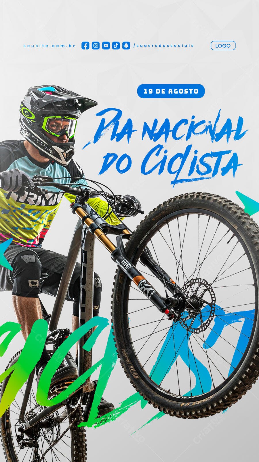 Flyer Dia Nacional do Ciclista 19 de Agosto PSD Editável