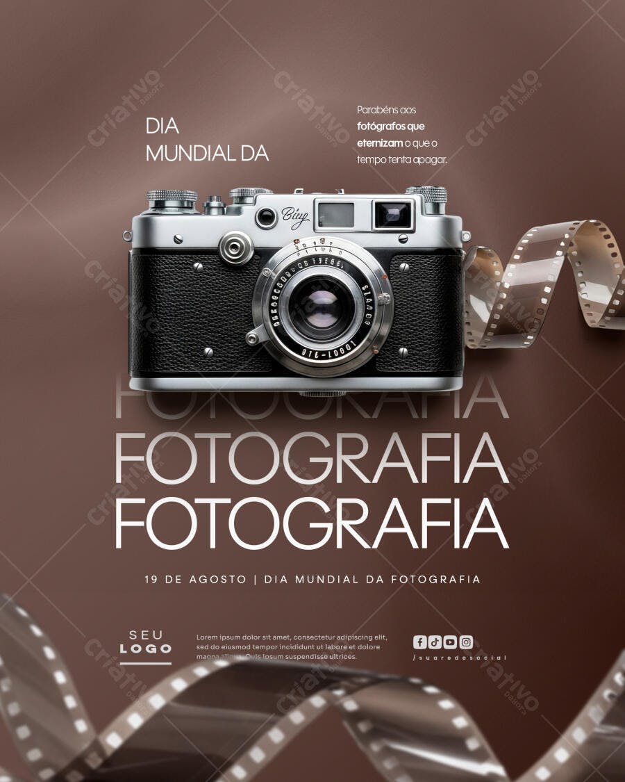 Flyer Dia Mundial da Fotografia PSD Editável