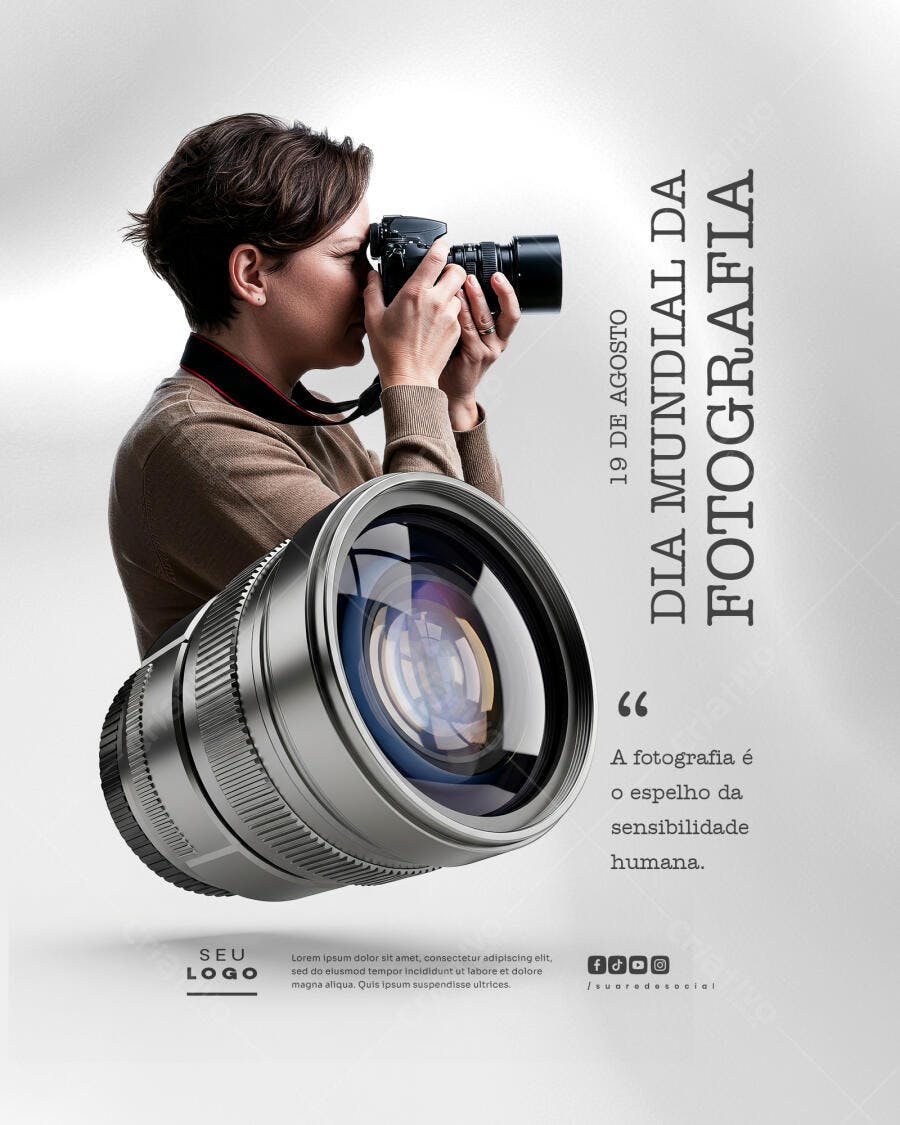 Flyer Dia Mundial da Fotografia 19 de Agosto PSD Editável