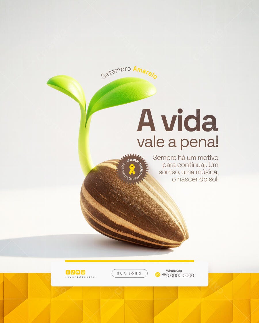 Postagem Setembro Amarelo PSD Editável