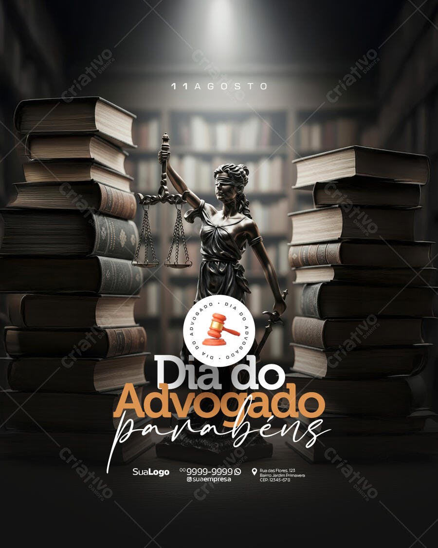 Flyer Dia do Advogado 11 de Agosto PSD Editável