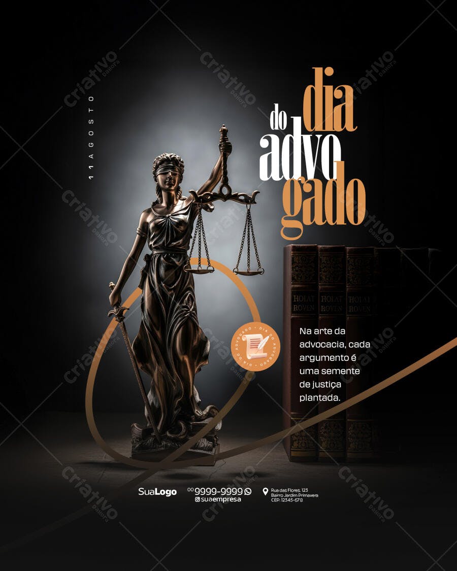 Flyer para o Dia do Advogado 11 de Agosto PSD Editável