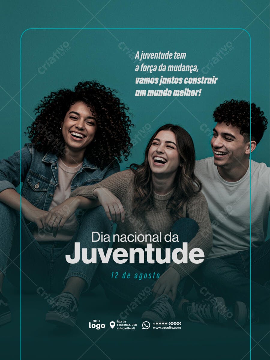 Flyer Dia da Juventude 12 de Agosto PSD Editável