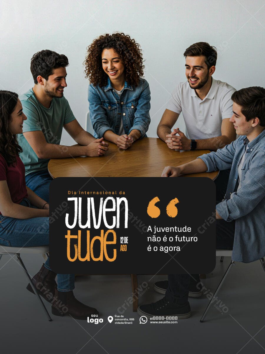 Flyer Dia Internacional da Juventude PSD Editável