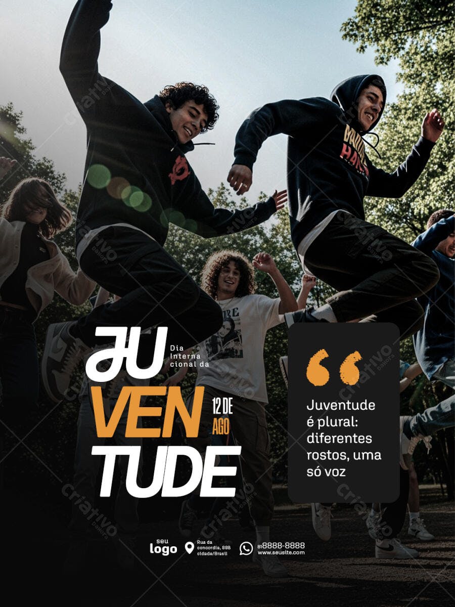 Flyer para o Dia Internacional da Juventude PSD Editável
