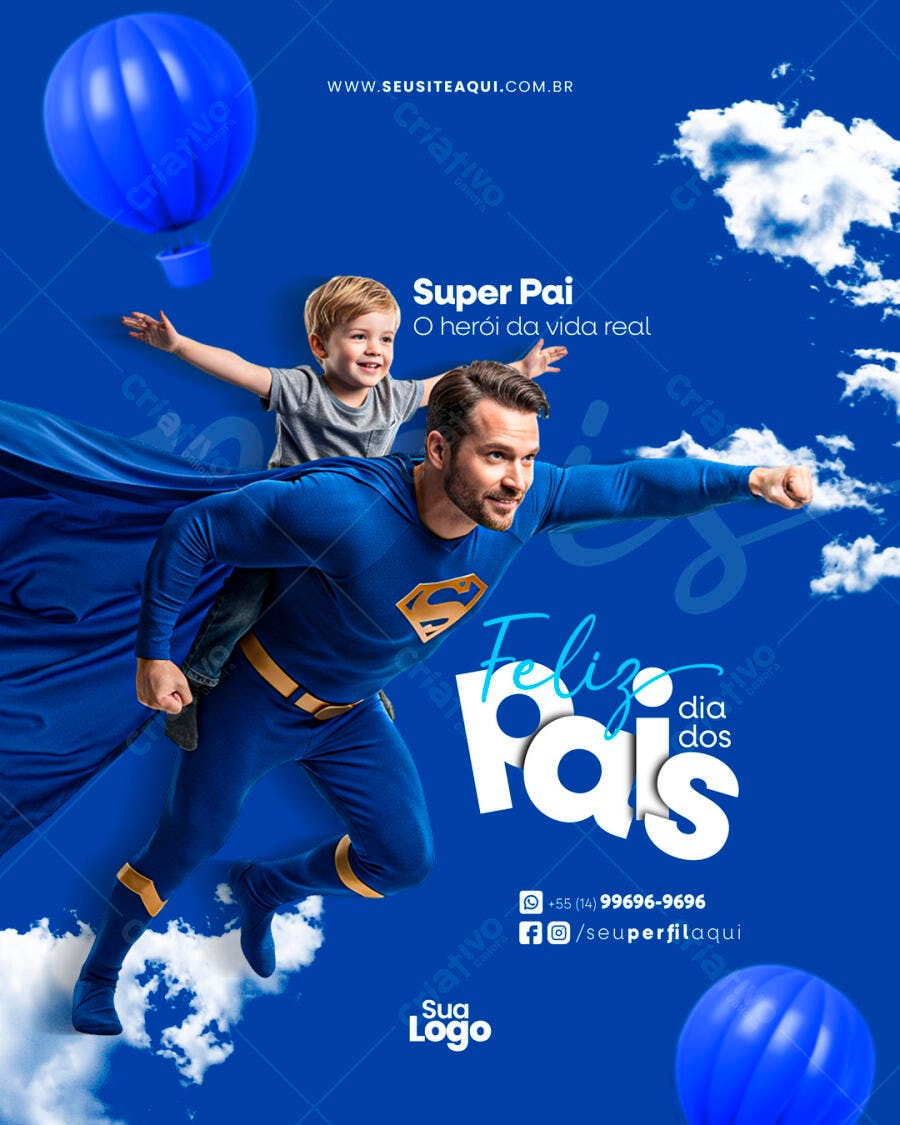 Flyer Dia dos Pais Super-Herói PSD Editável