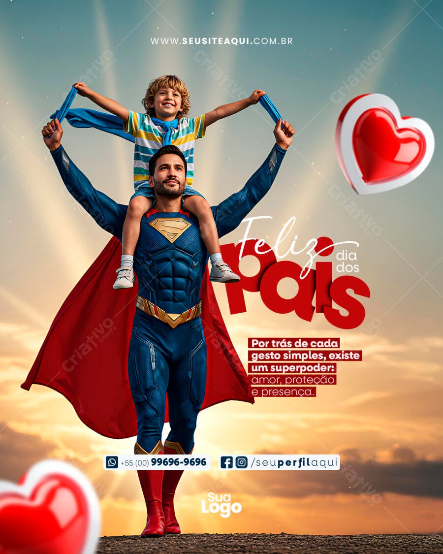 Flyer Dia dos Pais Super-herói PSD Editável