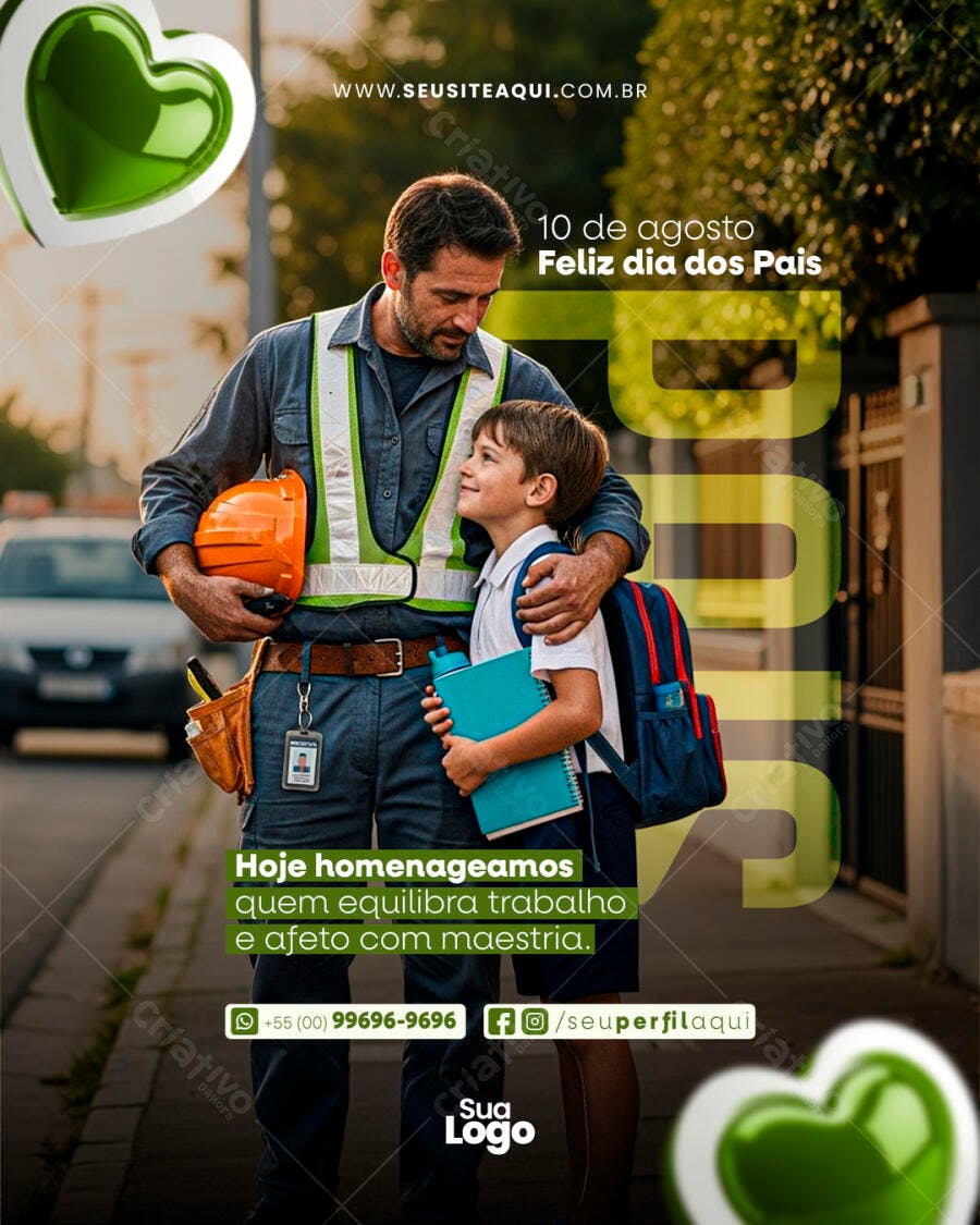 Flyer Dia dos Pais 10 de Agosto PSD Editável