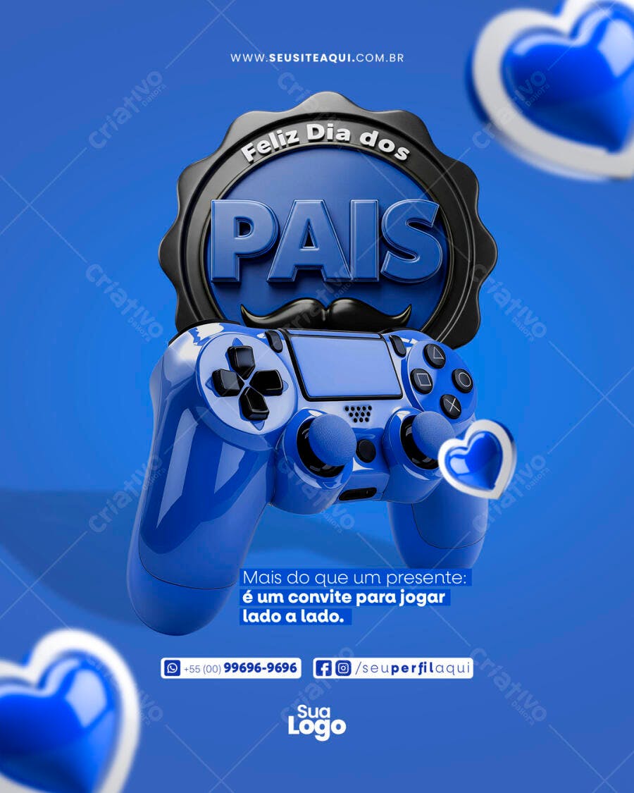 Flyer Dia dos Pais com Controle de Game PSD Editável
