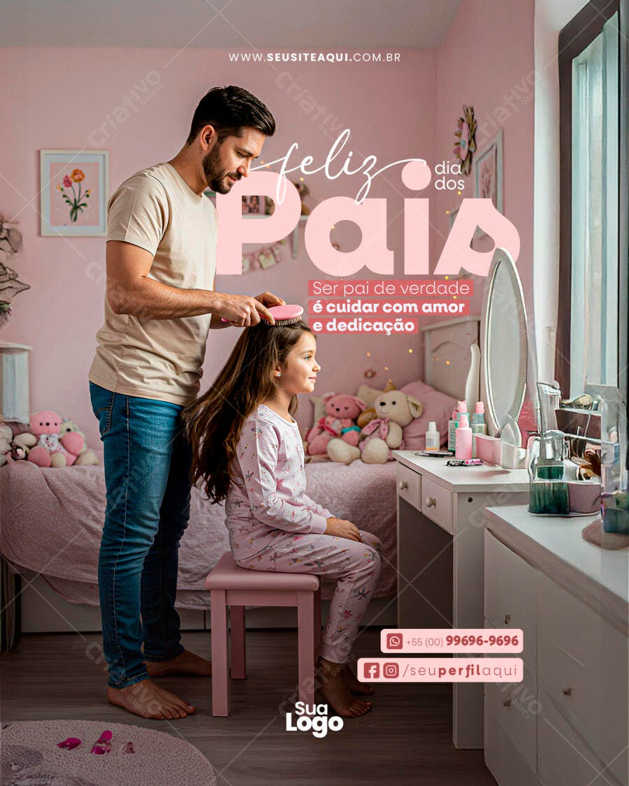 PSD para Dia dos Pais com Pai e Filha PSD Editável
