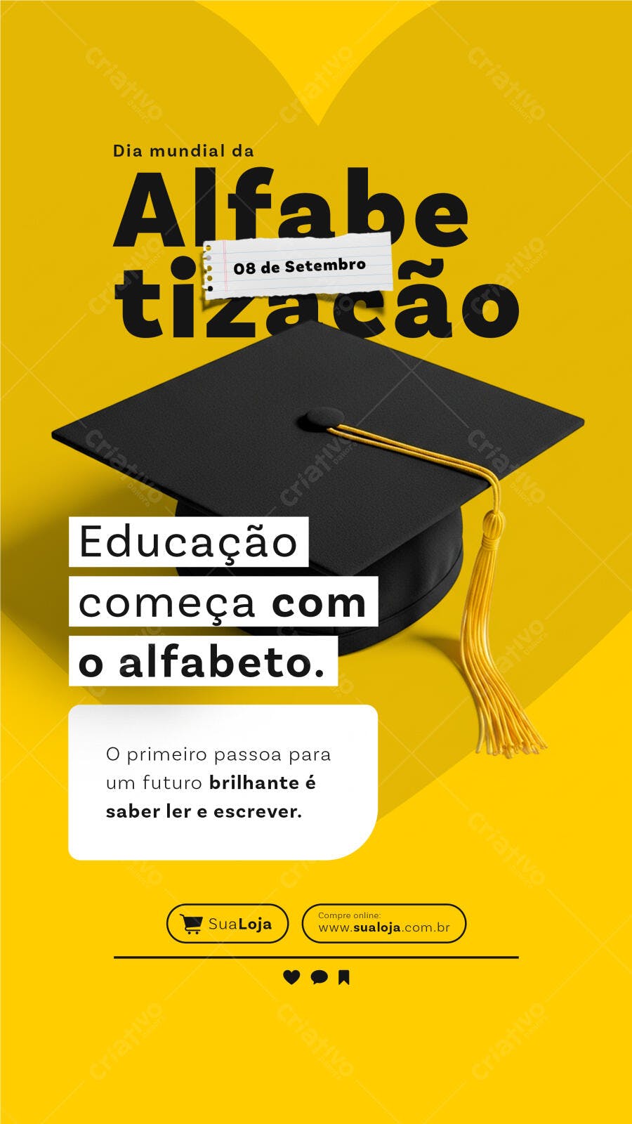 Poster Dia Mundial da Alfabetização PSD Editável