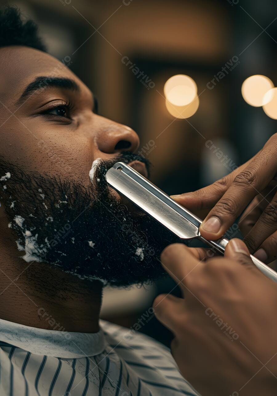 Barba sendo feita com navalha