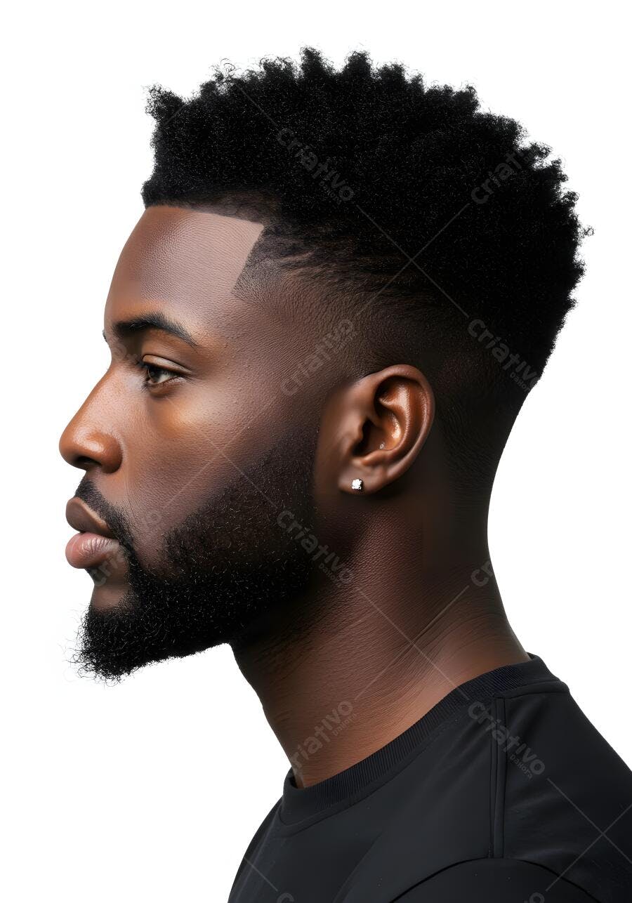 Homem negro perfil cabelo crespo