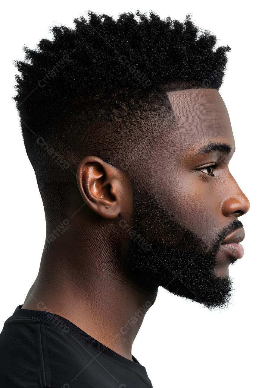 Homem negro perfil cabelo crespo