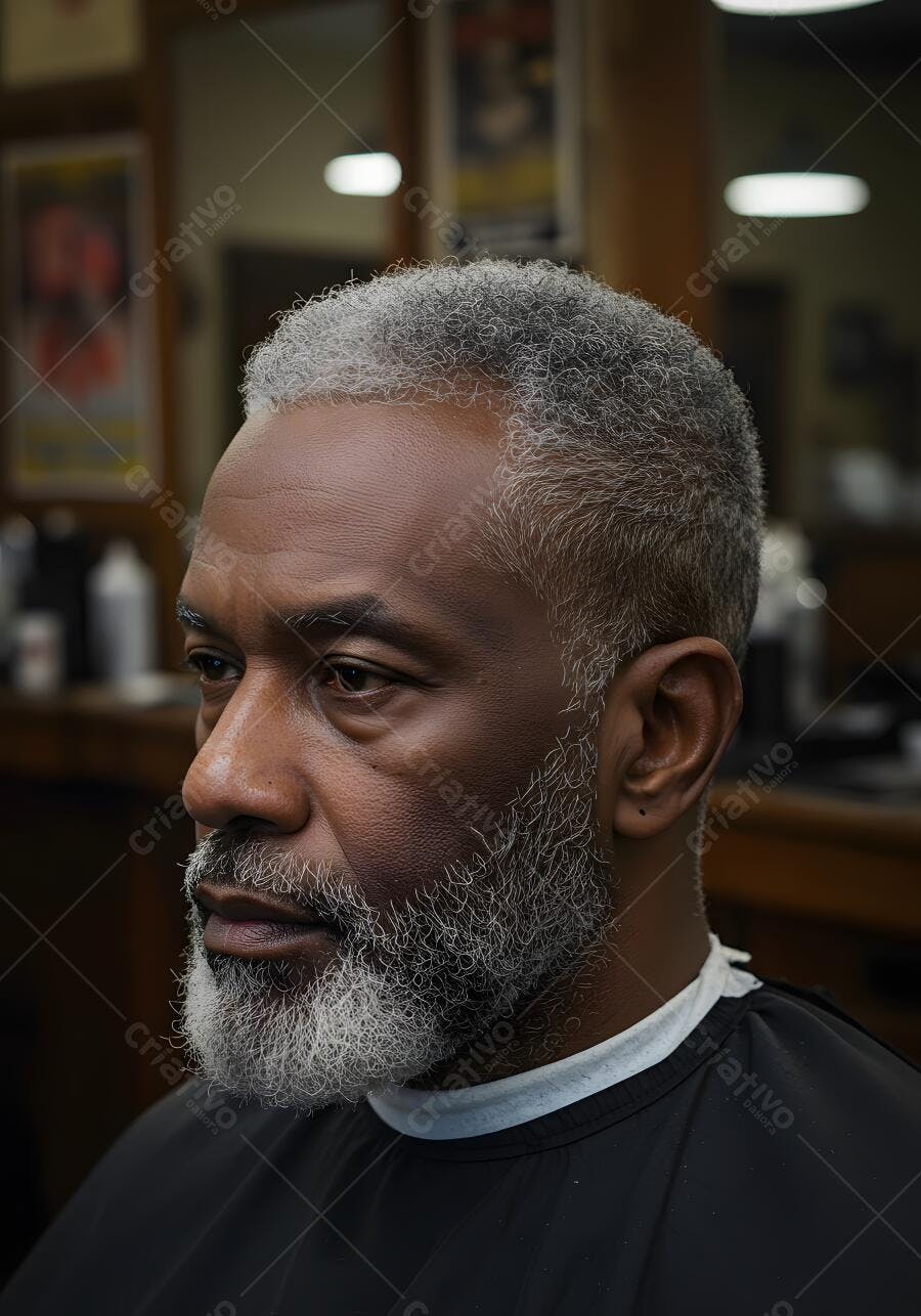 Homem negro com cabelo e barba grisalhos
