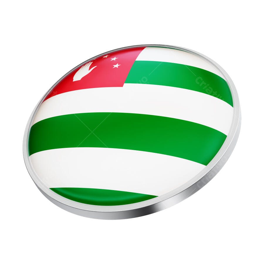 Botão Redondo com Bandeira da Abecásia PSD Editável