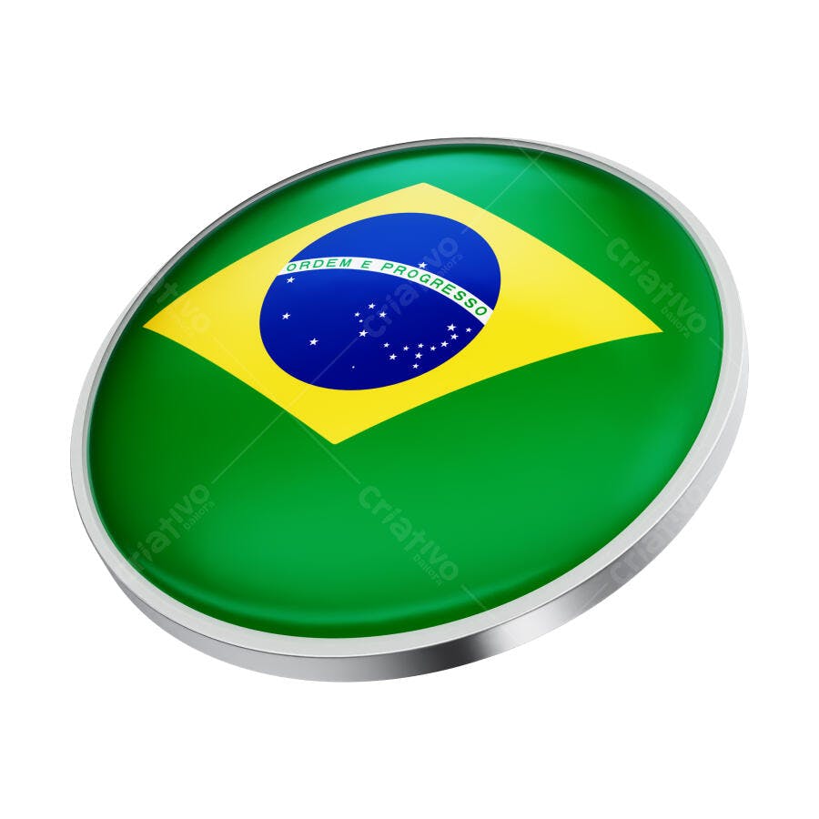 Botão com Bandeira Brasileira PSD Editável