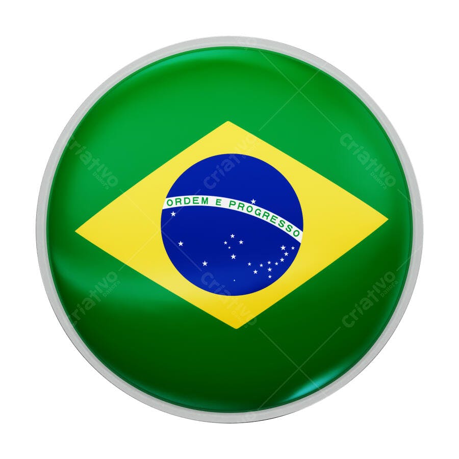 Botão Circular com Bandeira Brasileira PSD Editável