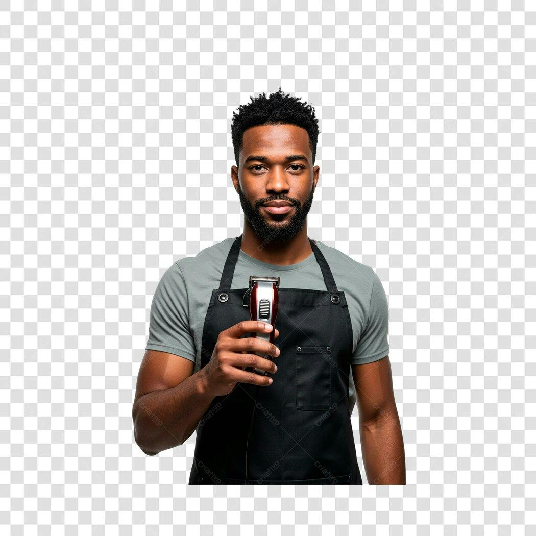 Imagem PNG Barbeiro Afro com Máquina com fundo transparente