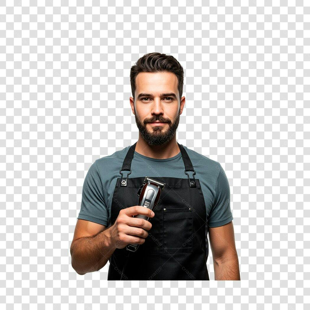 Barbeiro com máquina PNG com fundo transparente