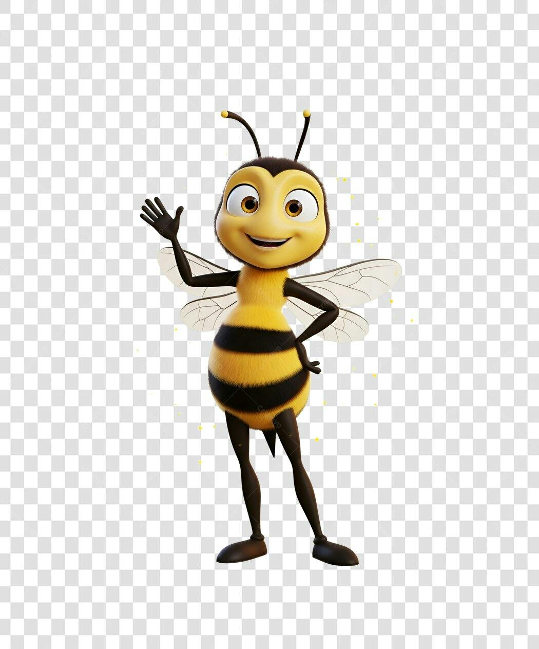 PNG personagem Abelha Amarela e Preta com fundo transparente