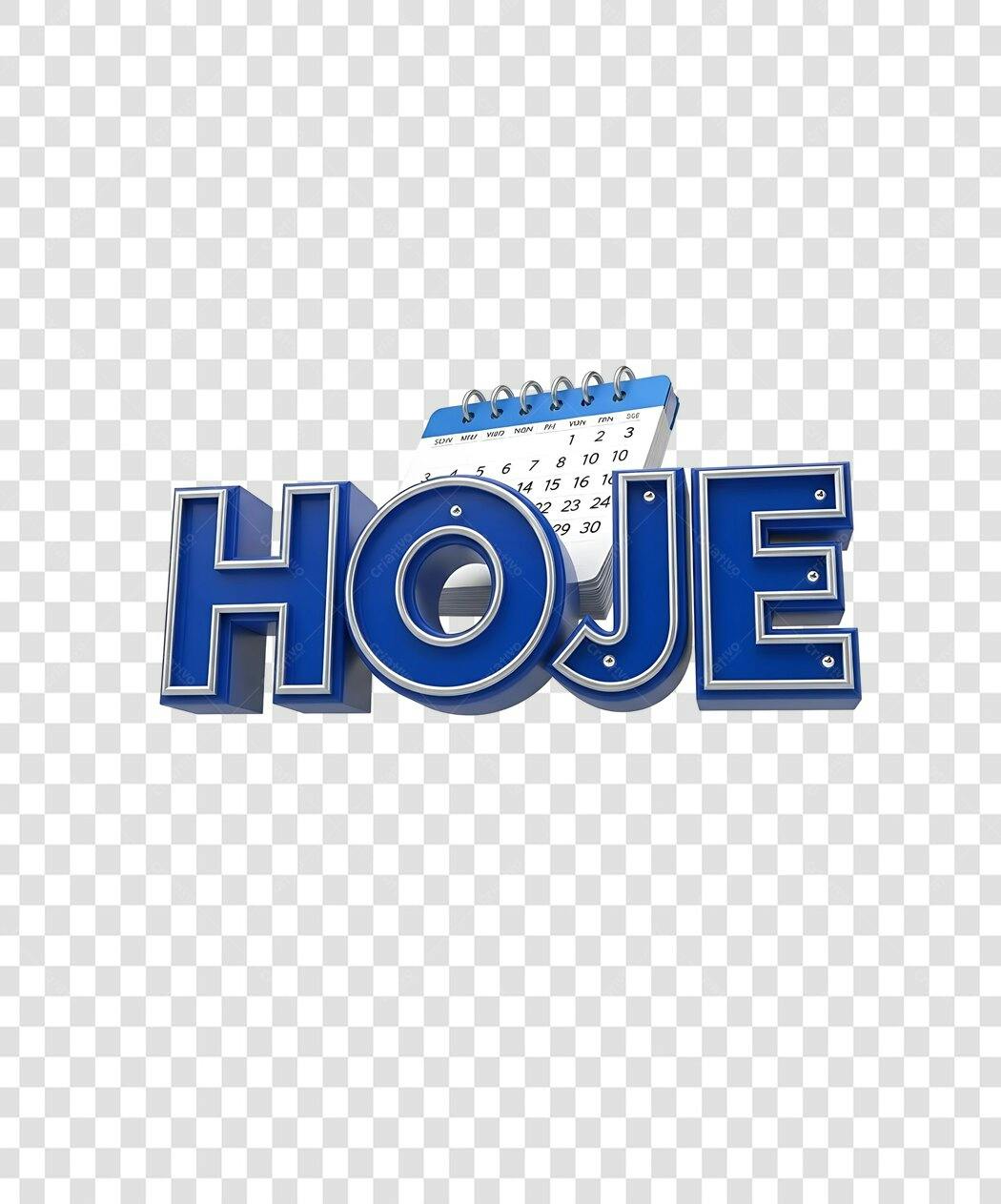 Banner com palavra HOJE em azul PNG com fundo transparente