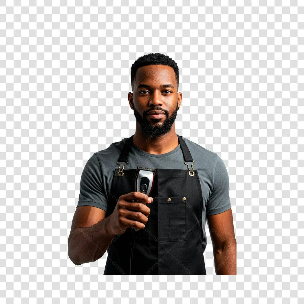 Imagem PNG Barbeiro Afro com Máquina com fundo transparente