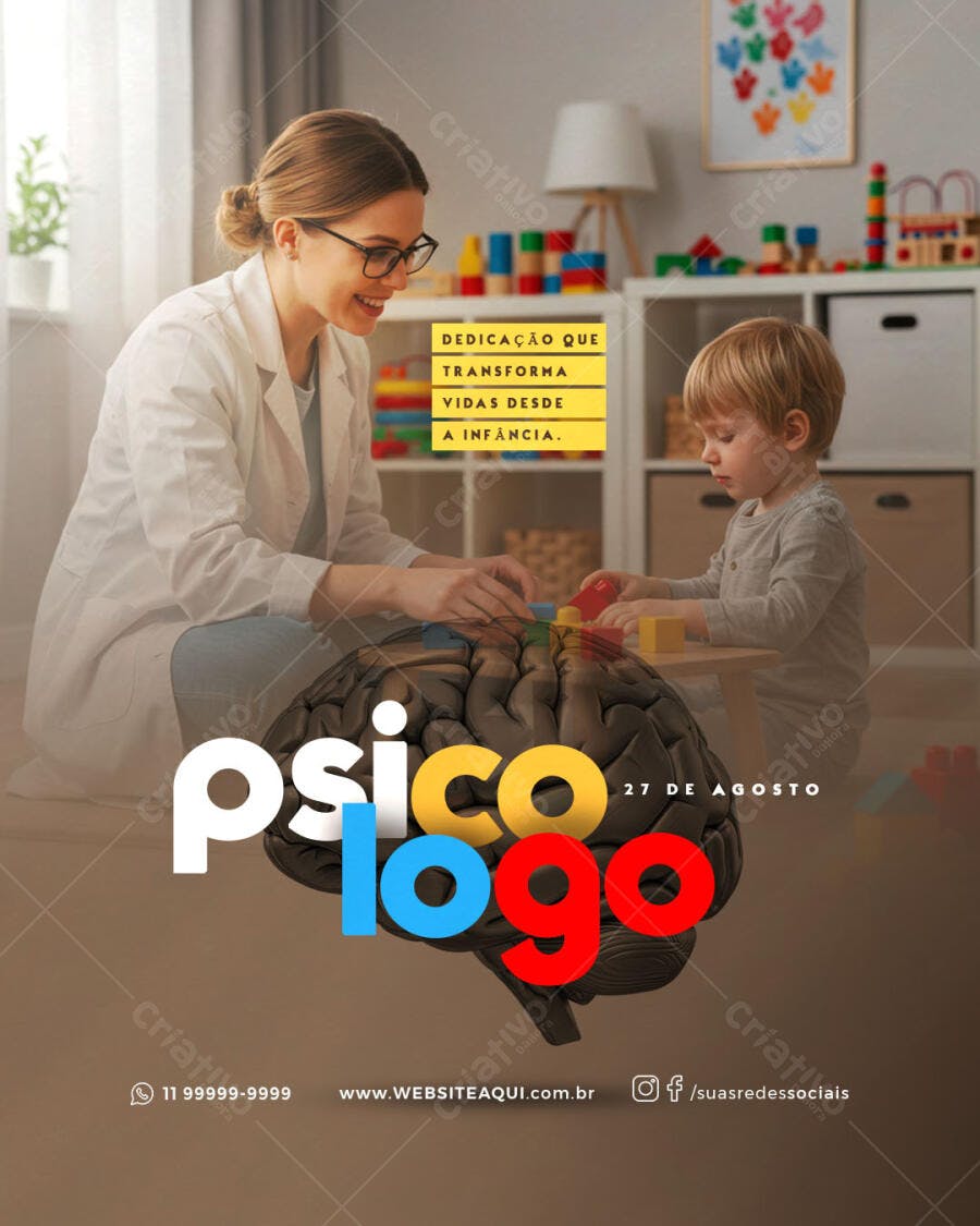 Flyer Dia do Psicólogo 27 de Agosto PSD Editável